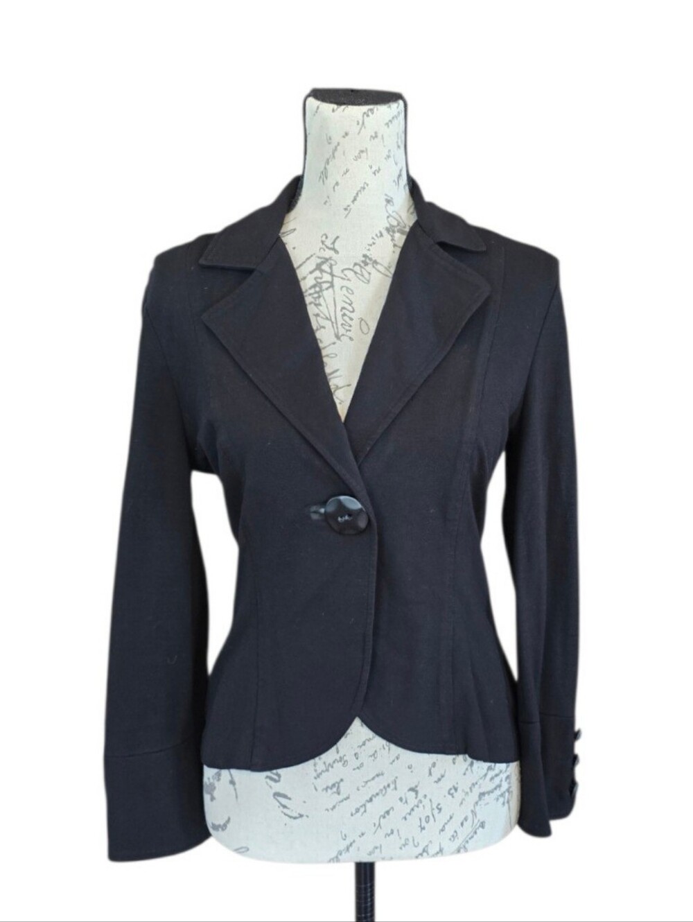 Cabi Single Breasted Black Ponte Knit Blazer Jacket XS